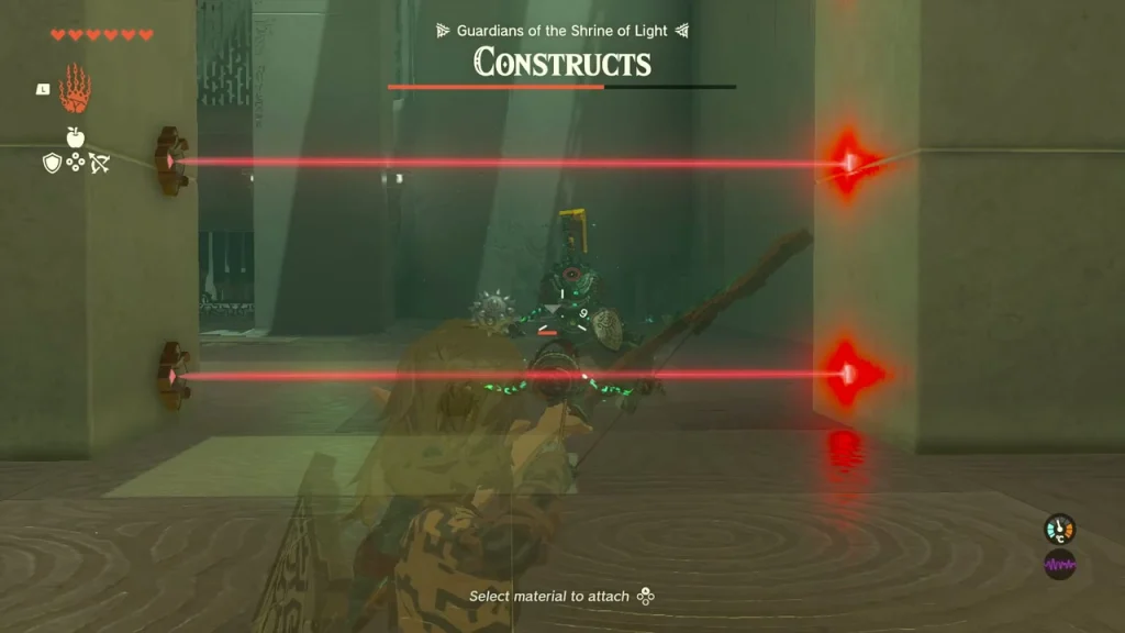 Construct standing behind red laser beams in a stone hall Construct standing behind red laser beams in a stone hall