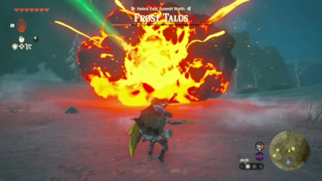 Frost Talus caught in a fiery explosion under its health bar Frost Talus caught in a fiery explosion under its health bar