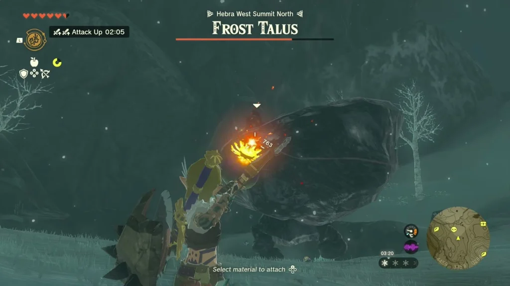 Second Frost Talus beside a bare tree under its health bar Second Frost Talus beside a bare tree under its health bar