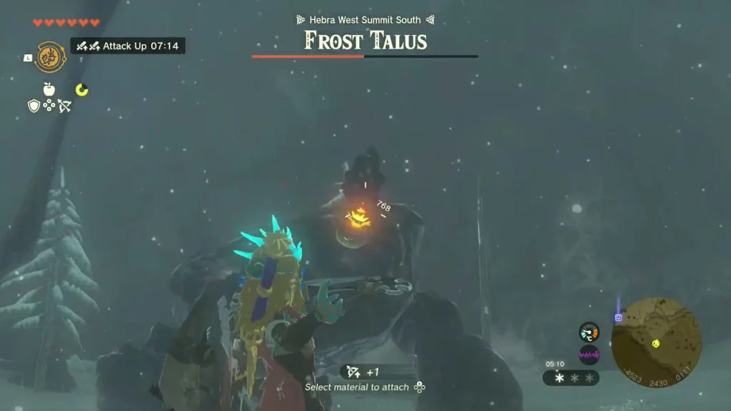 Frost Talus with glowing ore on its back under a health bar Frost Talus with glowing ore on its back under a health bar