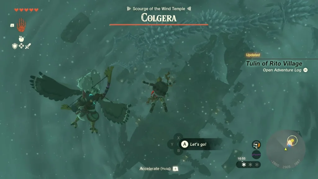 Colgera health bar over the clouds at the start of the boss fight Colgera health bar over the clouds at the start of the boss fight