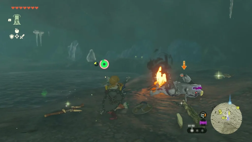 Bokoblin camp with a campfire inside the cave Bokoblin camp with a campfire inside the cave