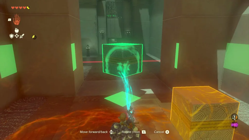 Stone cube held in the path of the laser beam guarding the gate Stone cube held in the path of the laser beam guarding the gate