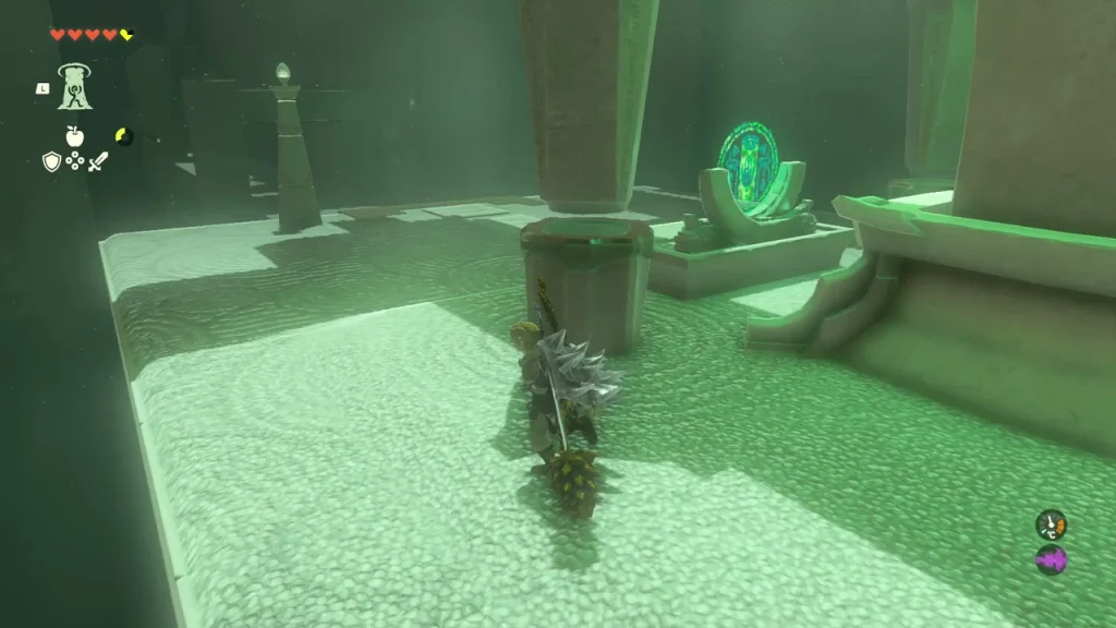 Final stair and altar of Sahirow Shrine lit green Final stair and altar of Sahirow Shrine lit green