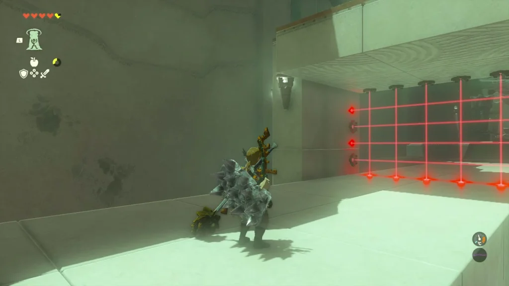 Grid of red lasers sliding down the last corridor of Sahirow Shrine Grid of red lasers sliding down the last corridor of Sahirow Shrine