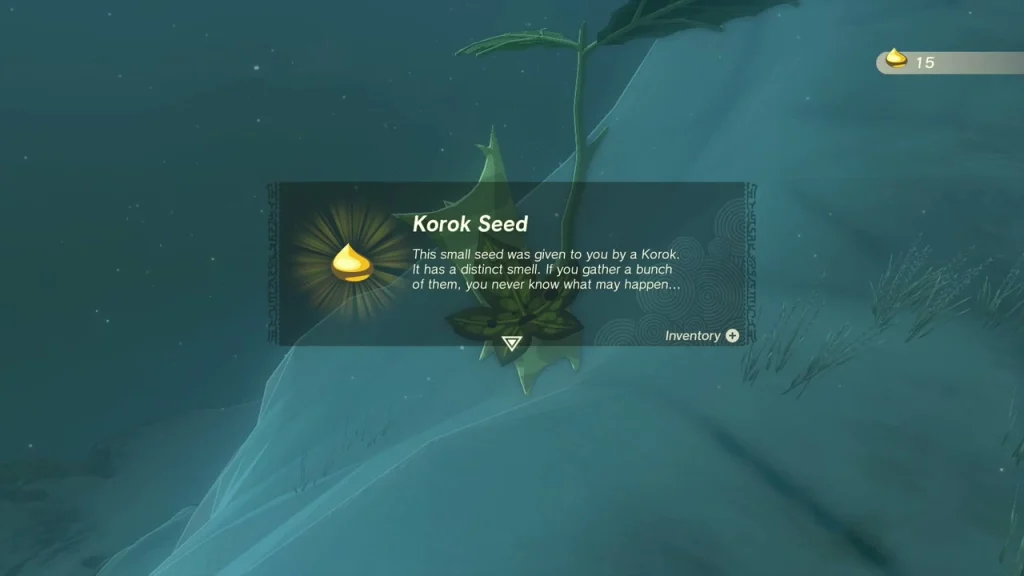 Korok Seed item box beneath a Korok leaf on the ice Korok Seed item box beneath a Korok leaf on the ice