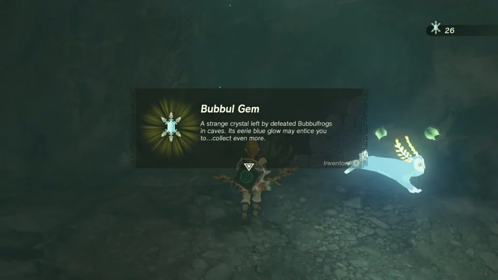 Bubbul Gem item box with a glowing blue creature beside it Bubbul Gem item box with a glowing blue creature beside it
