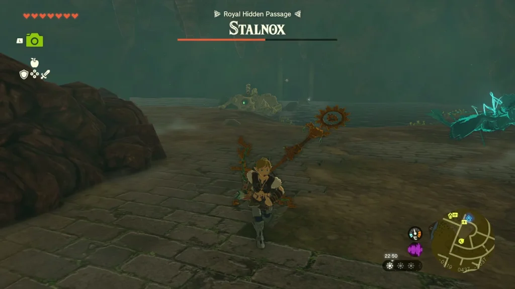 Stalnox skeleton towering over a dim cavern Stalnox skeleton towering over a dim cavern