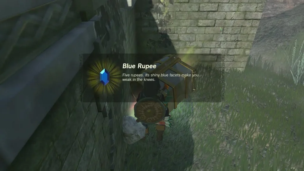 Blue Rupee item box from the chest behind the cathedral wall Blue Rupee item box from the chest behind the cathedral wall
