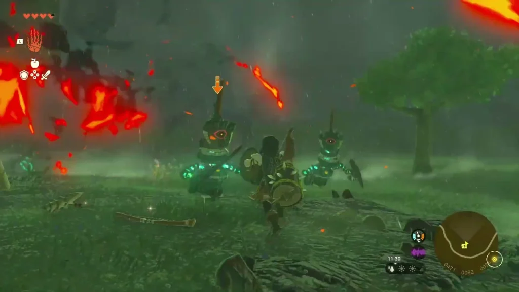 Construct crackling with green lightning at the Bokoblin camp Construct crackling with green lightning at the Bokoblin camp