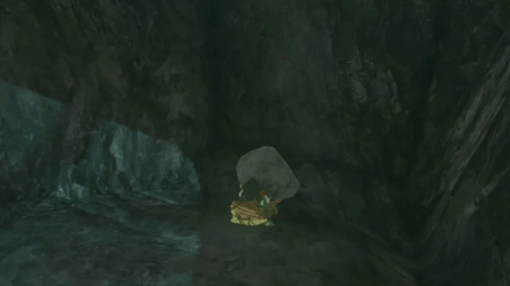 Korok bursting out from under the rock in a green puff Korok bursting out from under the rock in a green puff