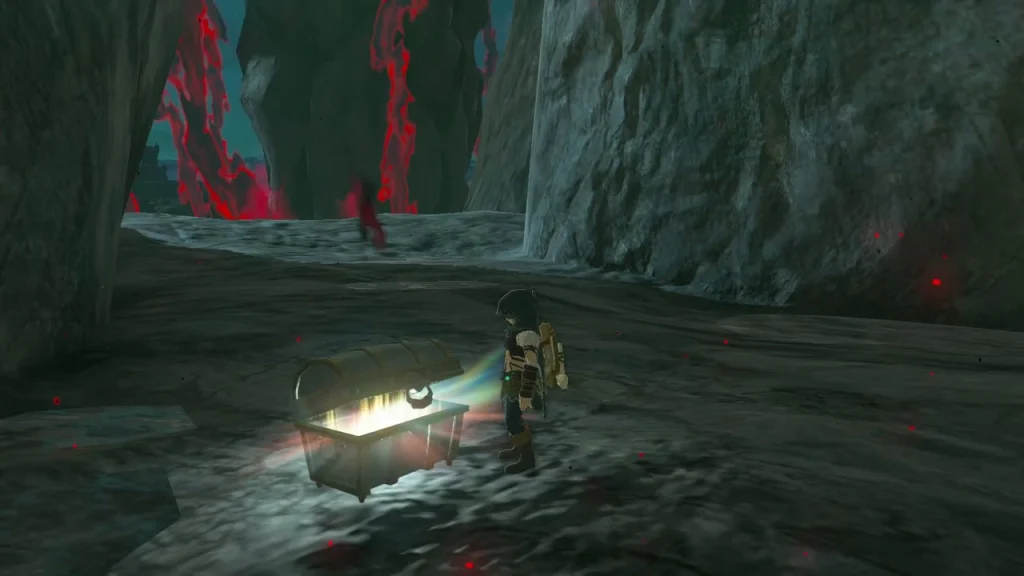 Knight's Broadsword item box over the open chest Knight's Broadsword item box over the open chest
