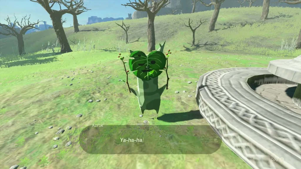 Korok standing beside the stone fountain in the park Korok standing beside the stone fountain in the park