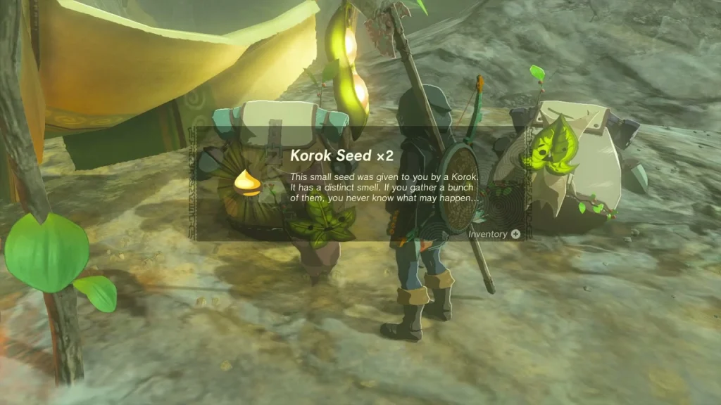 Korok Seed x2 message at the camp as the two Koroks are reunited Korok Seed x2 message at the camp as the two Koroks are reunited