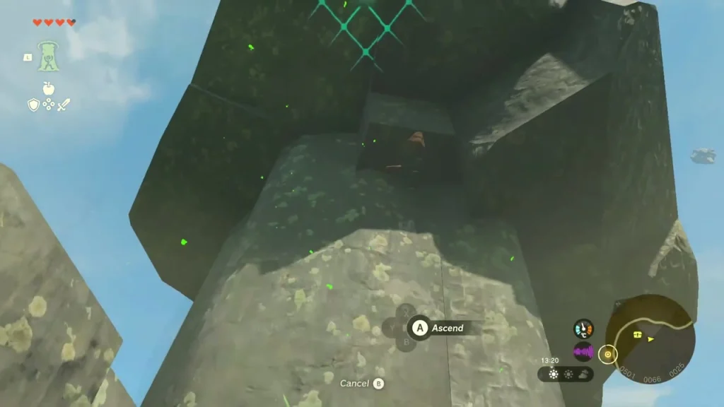 Ascend target glowing under the overhang of the rock pillar Ascend target glowing under the overhang of the rock pillar