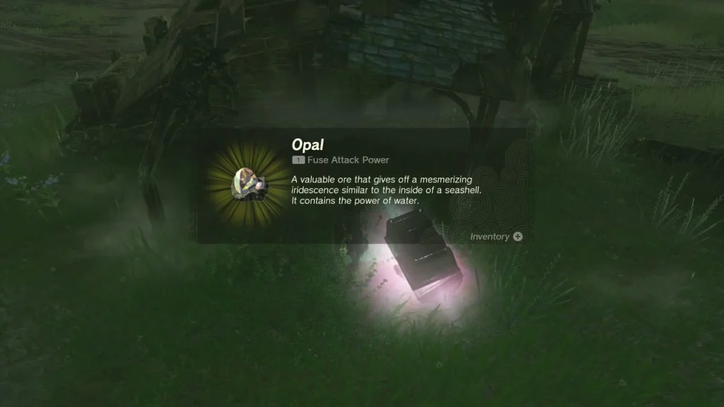 Opal item box from the chest beside the collapsed wooden shed Opal item box from the chest beside the collapsed wooden shed