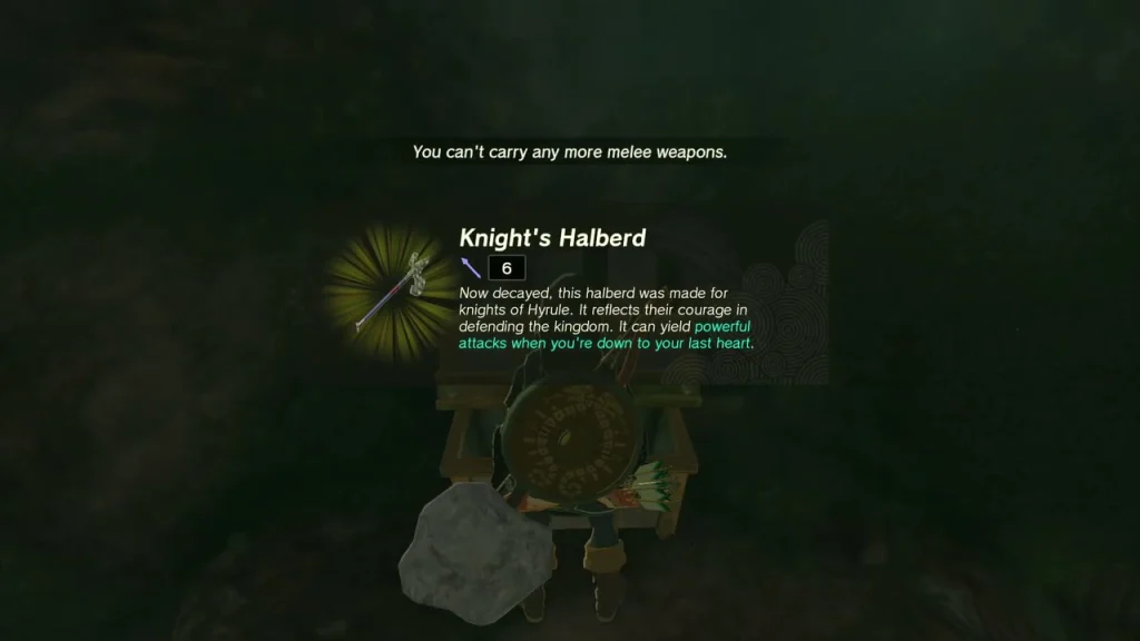Knight's Halberd item box from the chest in the well Knight's Halberd item box from the chest in the well