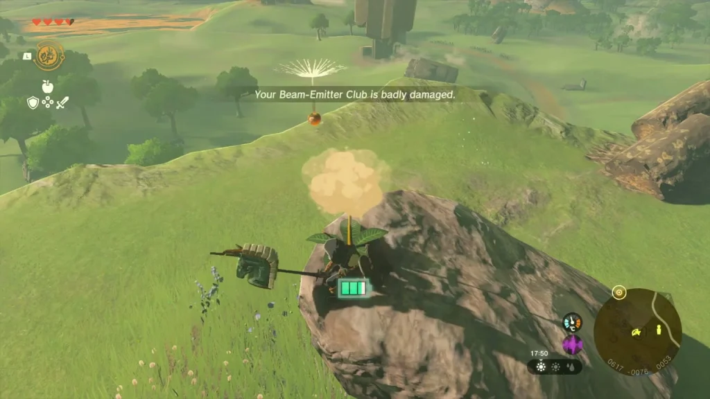 Sprout on top of the lone rock being struck with a club Sprout on top of the lone rock being struck with a club