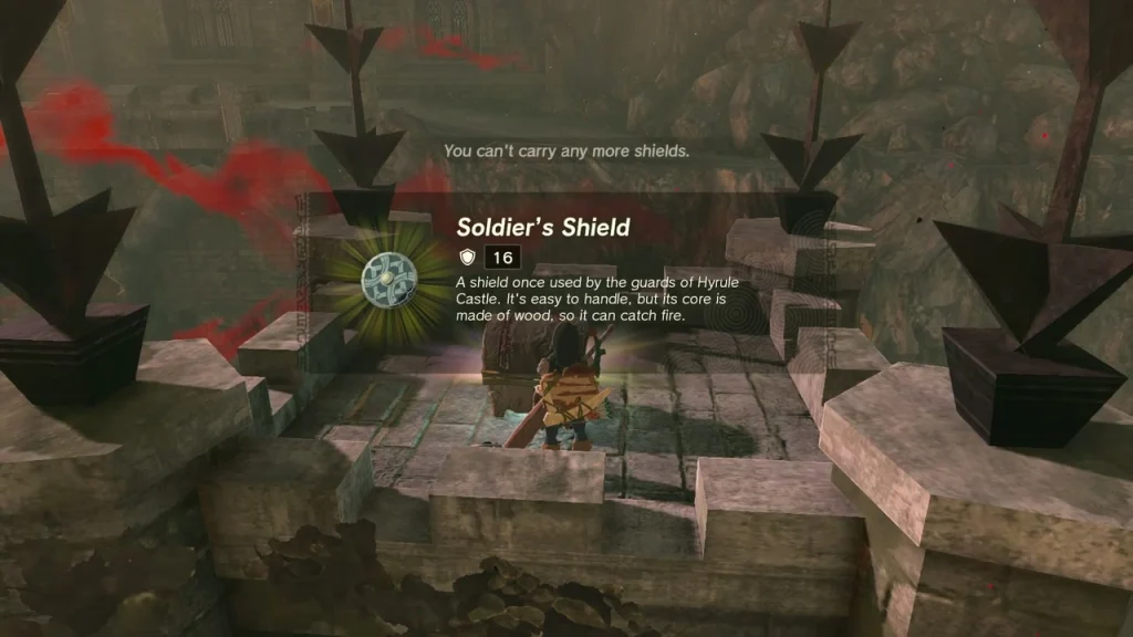 Soldier's Shield item box on the spiked tower platform Soldier's Shield item box on the spiked tower platform