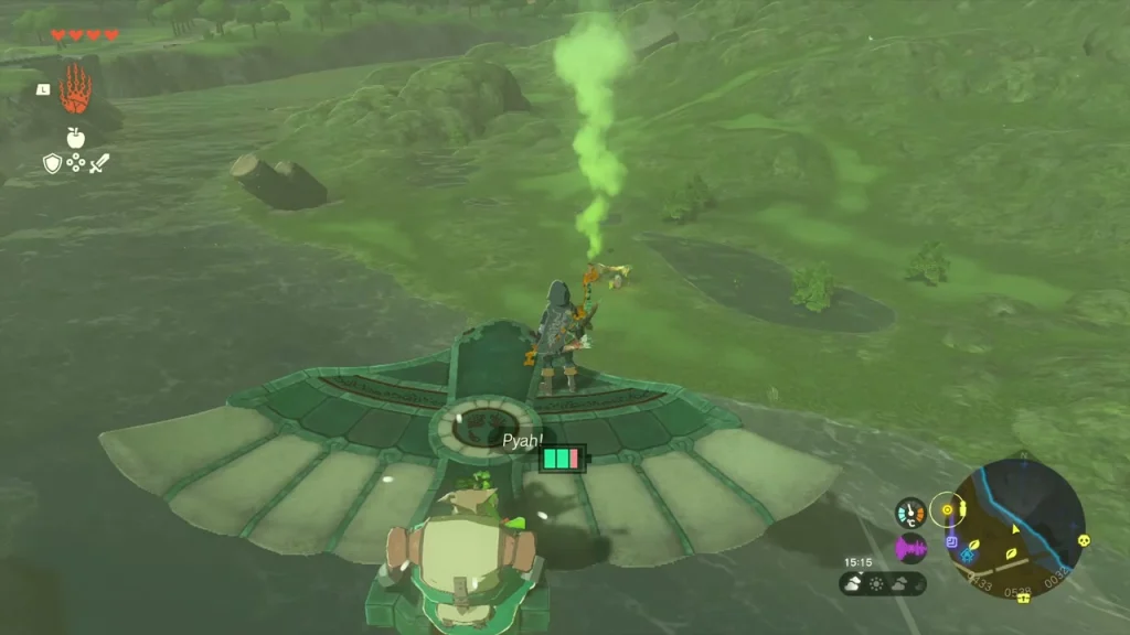 Korok riding a Zonai Wing across the grassy hillside Korok riding a Zonai Wing across the grassy hillside