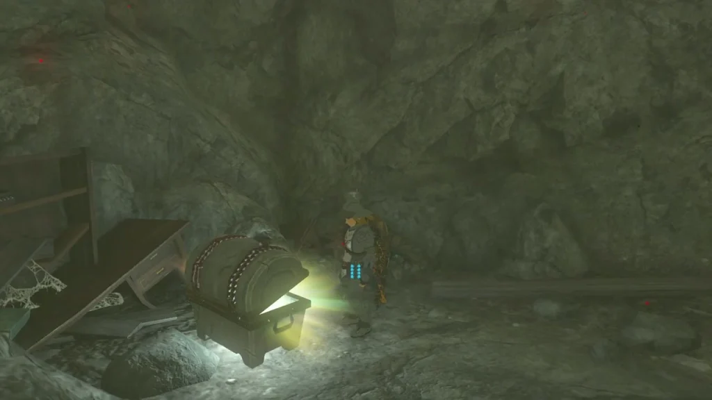 Open chest glowing in a cobwebbed nook Open chest glowing in a cobwebbed nook