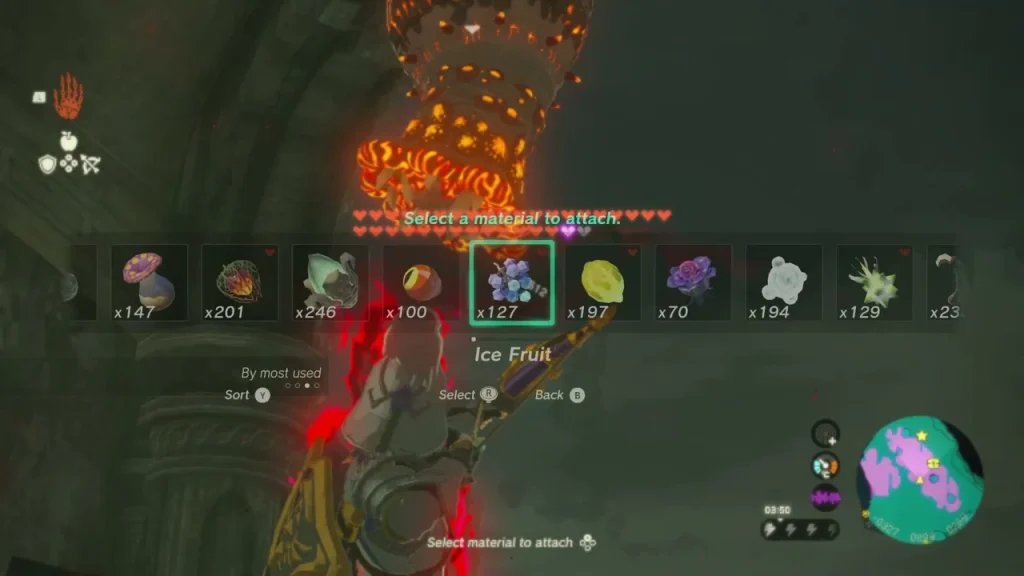 Ice Fruit chosen to attach to an arrow in a hall Ice Fruit chosen to attach to an arrow in a hall