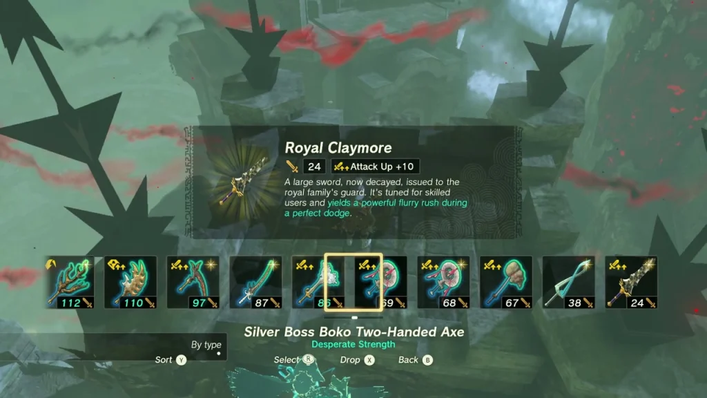 Royal Claymore item box above the weapon inventory bar Royal Claymore item box above the weapon inventory bar
