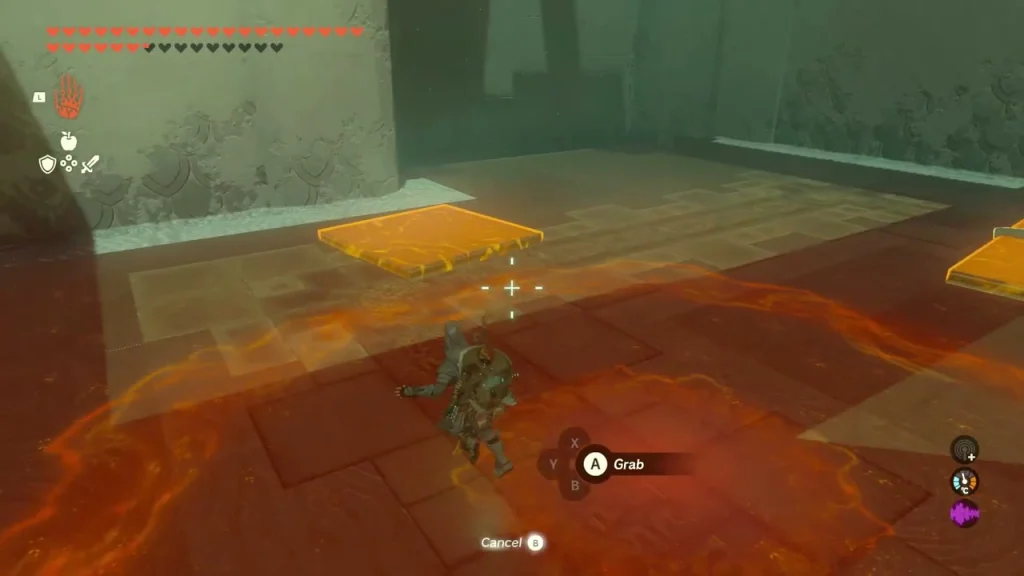 Slabs and pegs in the second room highlighted for grabbing Slabs and pegs in the second room highlighted for grabbing