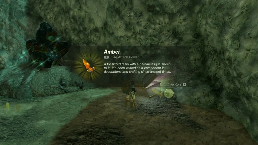 Amber item card in the rocky passage Amber item card in the rocky passage