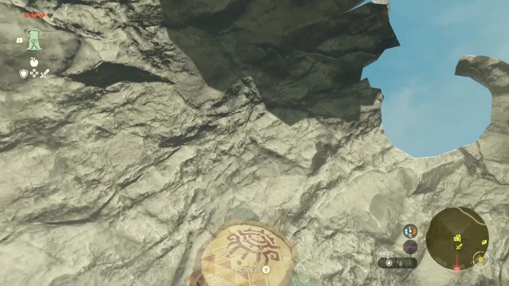 Underside of the tall rock above the fort with a green Ascend marker Underside of the tall rock above the fort with a green Ascend marker