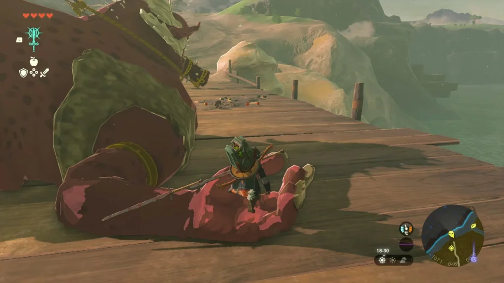 Hinox's body, climbed with a weapon drawn Hinox's body, climbed with a weapon drawn