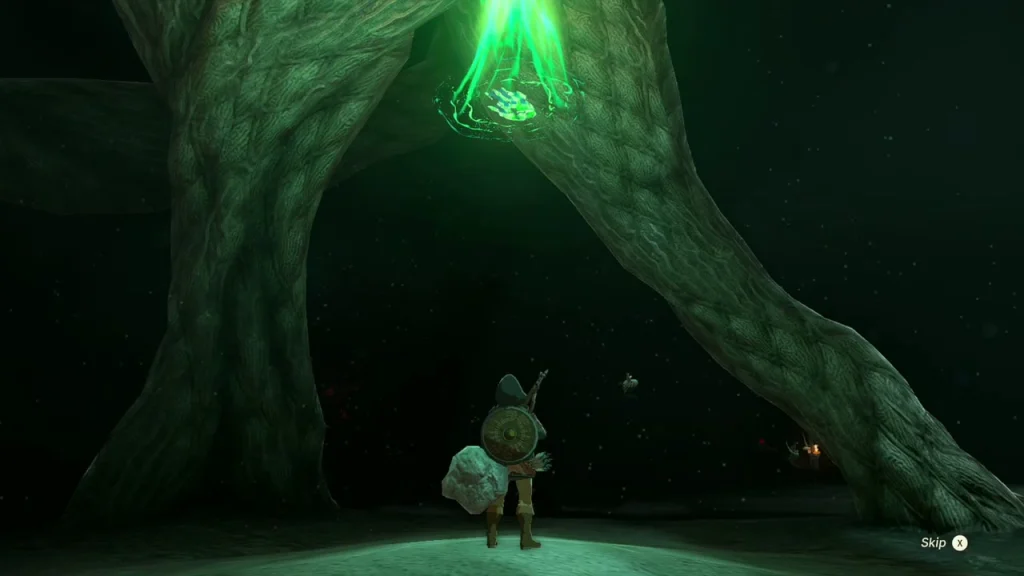 Glowing core of the Iayusus Lightroot above a giant root Glowing core of the Iayusus Lightroot above a giant root