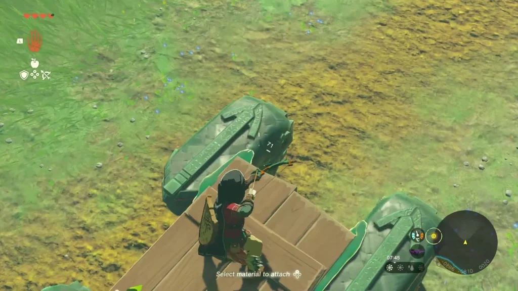 Finished wheeled cart with the Korok riding on its plank Finished wheeled cart with the Korok riding on its plank