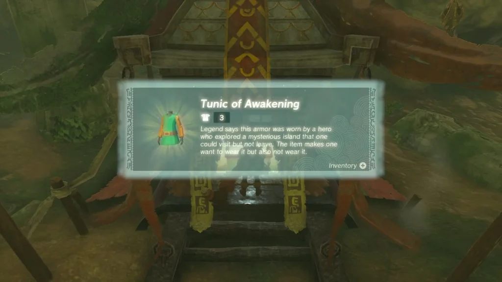 Tunic of Awakening shown after opening the chest Tunic of Awakening shown after opening the chest