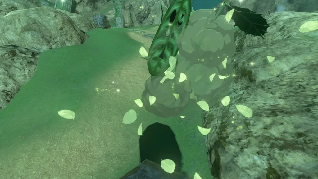 Korok revealed beside the rocks once the boulder sits on the stand Korok revealed beside the rocks once the boulder sits on the stand