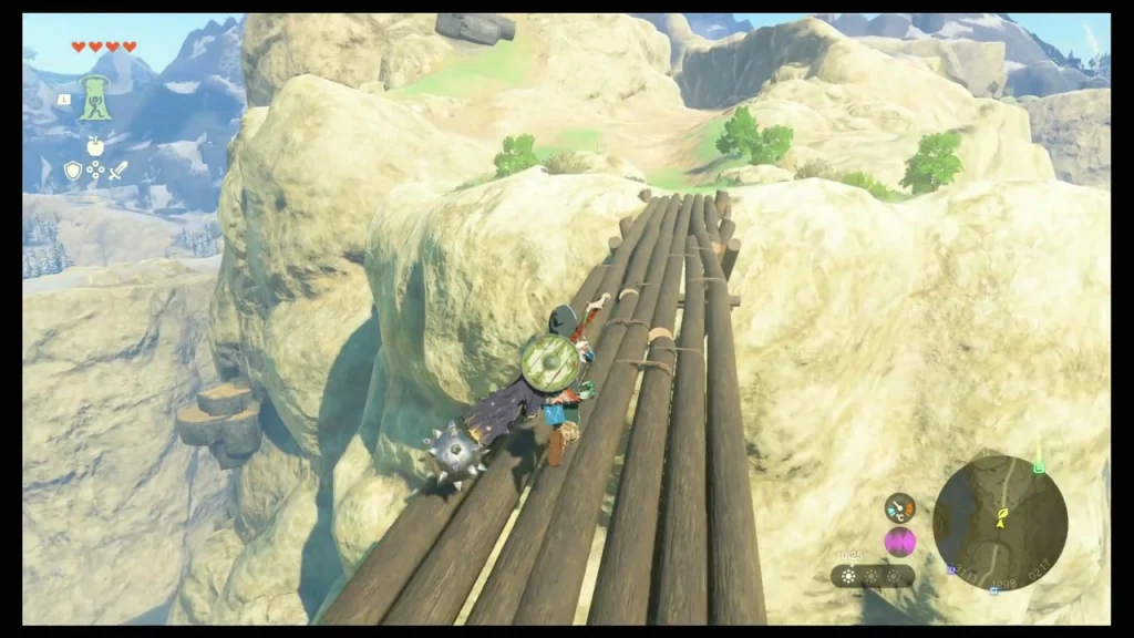 Ramp of logs reaching the top of a tall cliff Ramp of logs reaching the top of a tall cliff