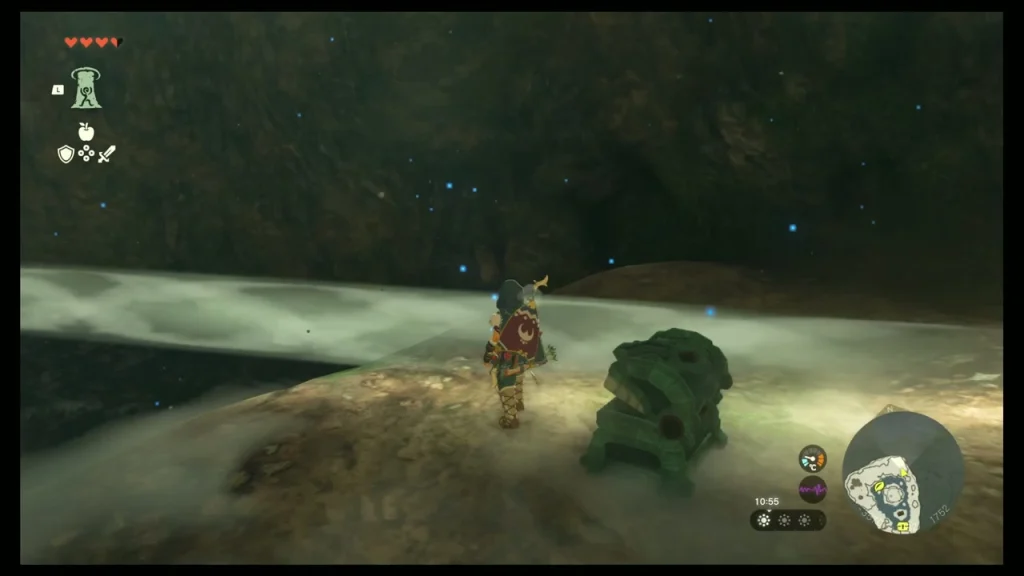 Beam of light crossing the dark cave on Light Cast Island Beam of light crossing the dark cave on Light Cast Island