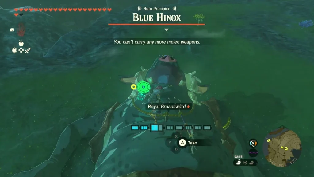 Blue Hinox name bar at Ruto Precipice Blue Hinox name bar at Ruto Precipice