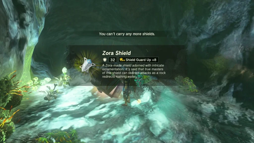 Second Zora Shield item box beside a stream Second Zora Shield item box beside a stream