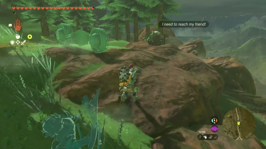 Exhausted Korok on a boulder in a pine forest Exhausted Korok on a boulder in a pine forest