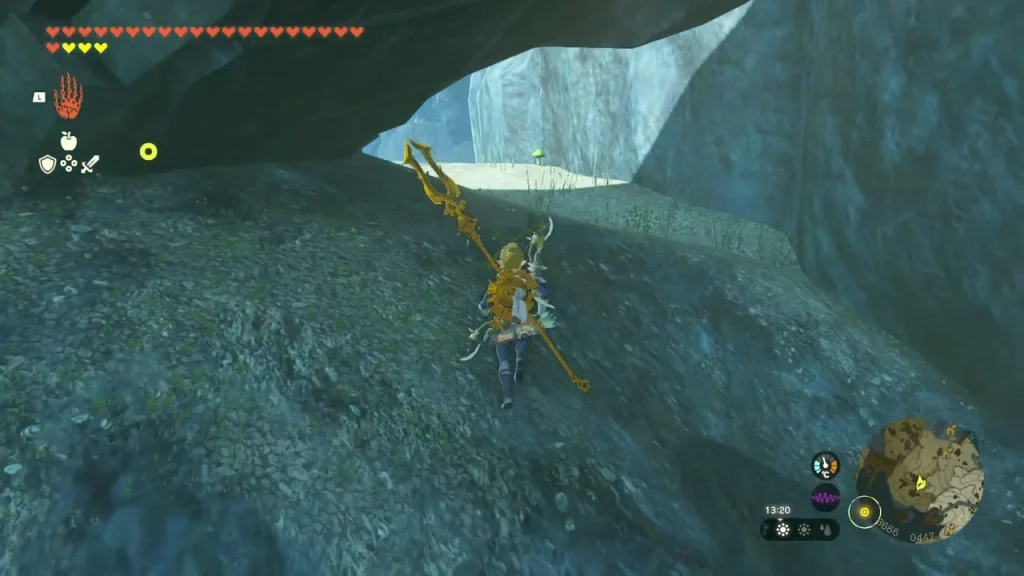 Rocky slope under an overhang where the petal trail ends Rocky slope under an overhang where the petal trail ends