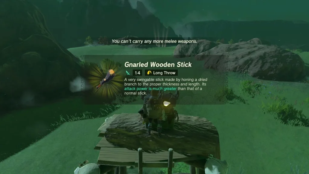 Gnarled Wooden Stick item box above the grass chest Gnarled Wooden Stick item box above the grass chest