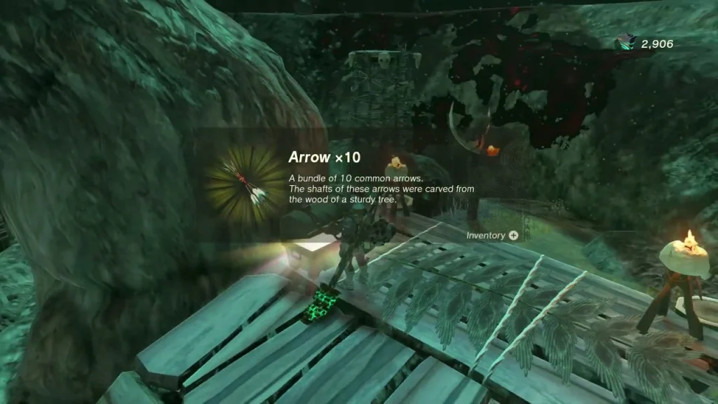 Arrow x10 item box above the chest on the wooden camp platform Arrow x10 item box above the chest on the wooden camp platform
