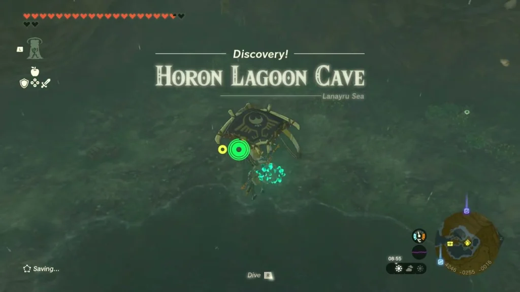 Hole on the islet in Horon Lagoon that leads down into the cave Hole on the islet in Horon Lagoon that leads down into the cave