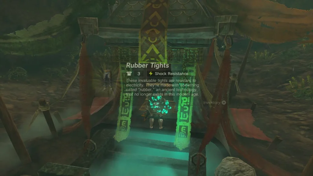 Rubber Tights item box above the chest inside Horon Lagoon Cave Rubber Tights item box above the chest inside Horon Lagoon Cave