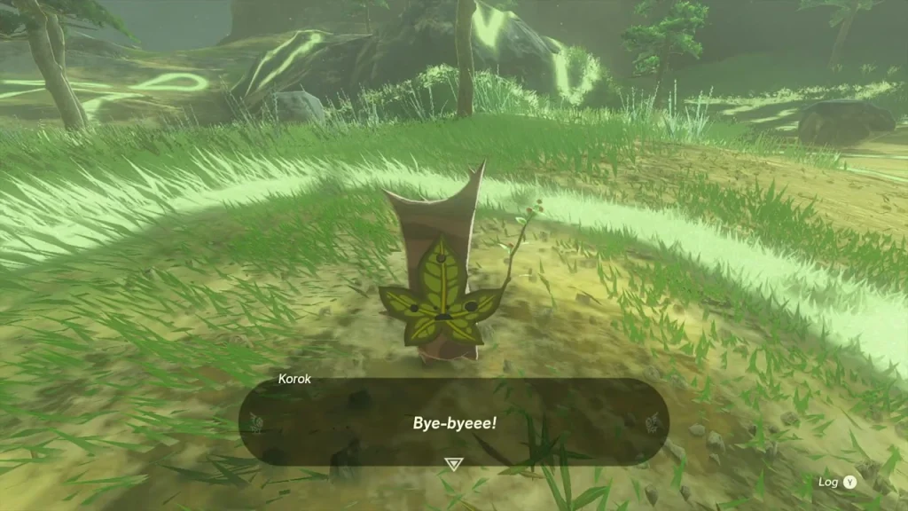Korok holding a leaf below the Talus Plateau geoglyph hill Korok holding a leaf below the Talus Plateau geoglyph hill