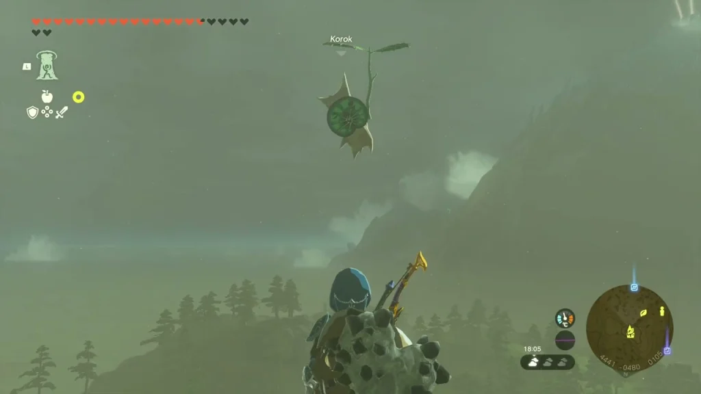 Korok leaf high in the air above the ridge marker Korok leaf high in the air above the ridge marker