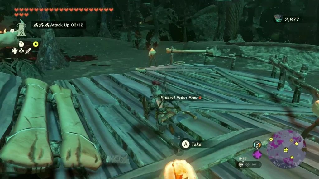 Spiked Boko Bow lying on the scaffold camp in the Depths Spiked Boko Bow lying on the scaffold camp in the Depths