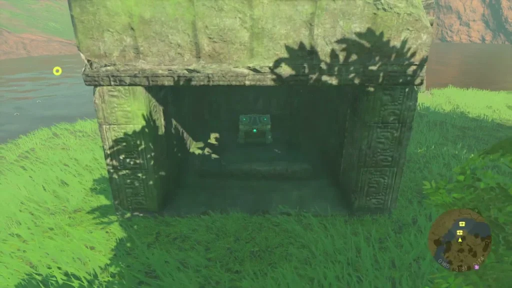 Stone doorway beside the dragon statues with a small chest inside Stone doorway beside the dragon statues with a small chest inside
