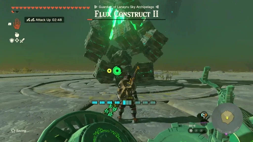Flux Construct II name bar above the south-west Wellspring island Flux Construct II name bar above the south-west Wellspring island